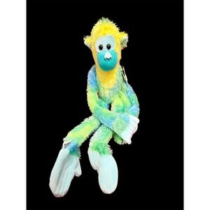 Rainforest Cafe  Monkey Plush Neon Green Blue Yellow 22" wild republic NWT